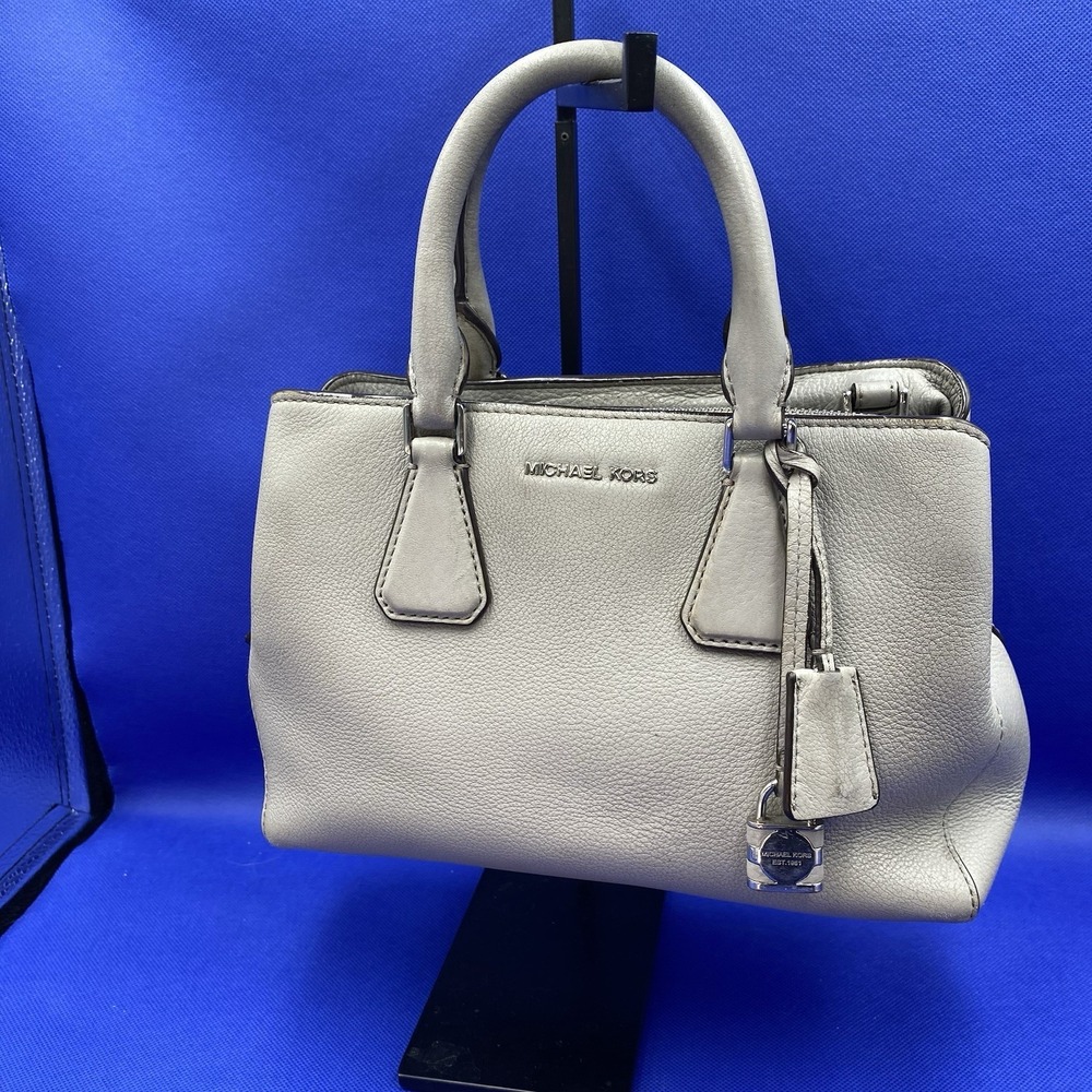 Michael Kors  Camille Small Pebbled Gray Leather Satchel Handbag